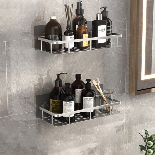 Amtn Club | Metal Suction Cup Bathroom Shelves – No-Drill Rustproof Storage Rack for Shower