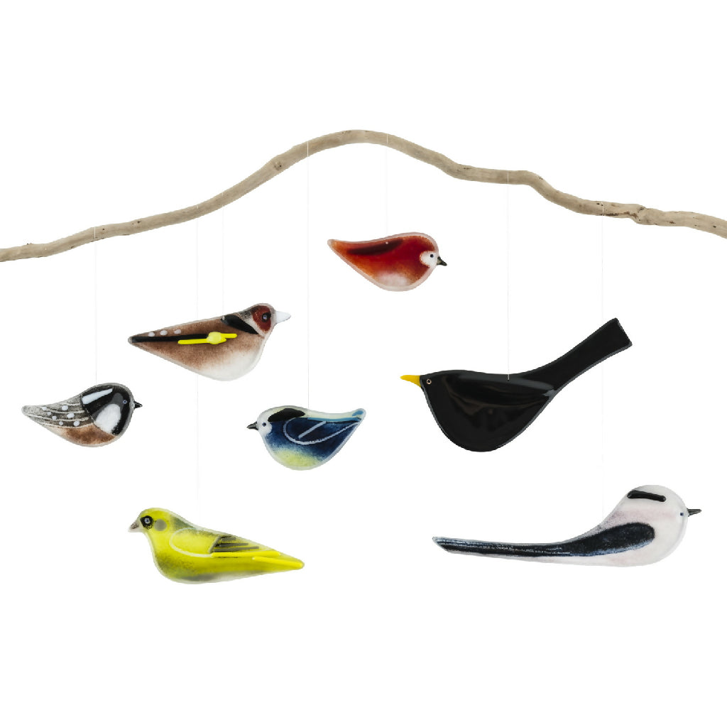 Emian | Coal-tit, a hanging glass bird decoration