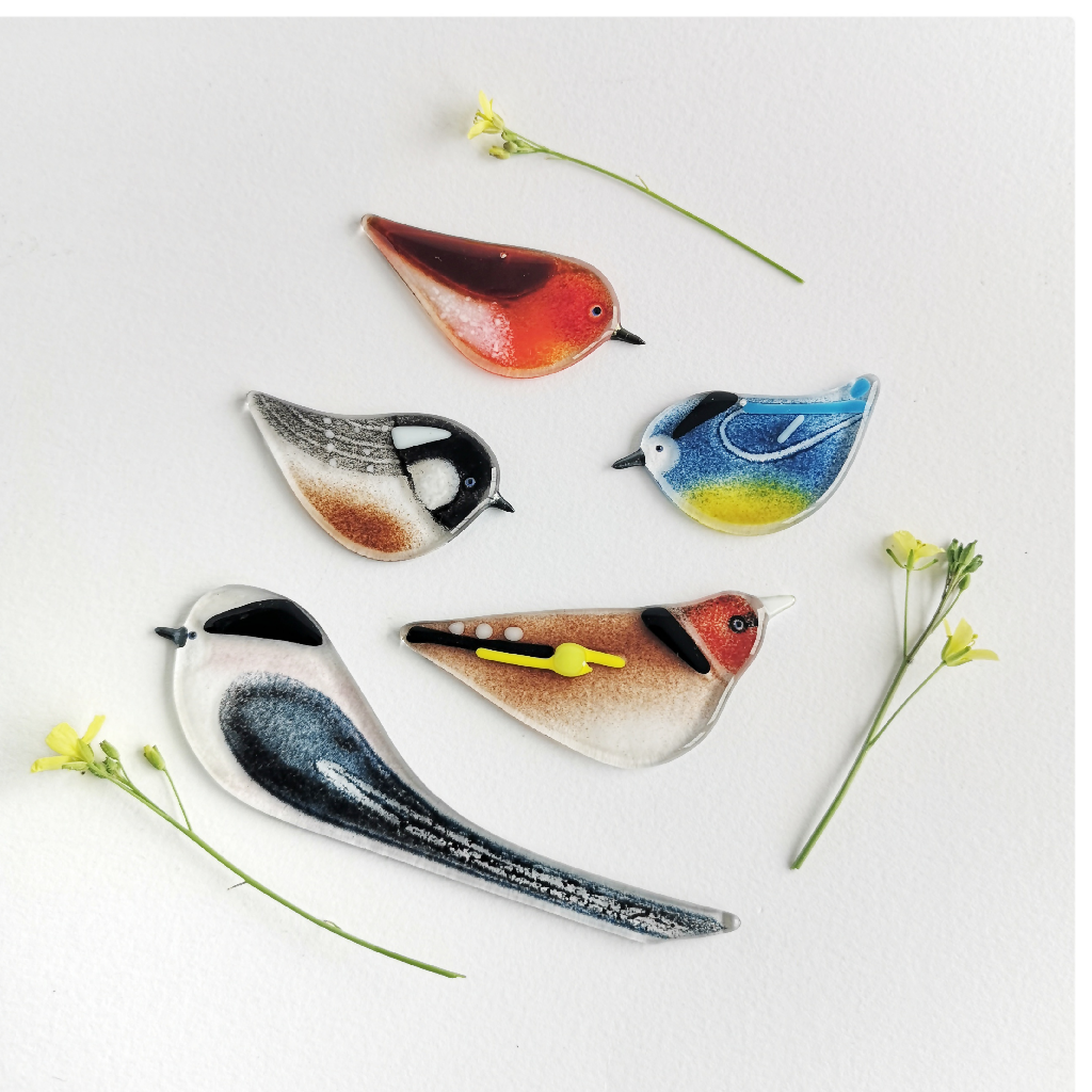 Emian | Coal-tit, a hanging glass bird decoration