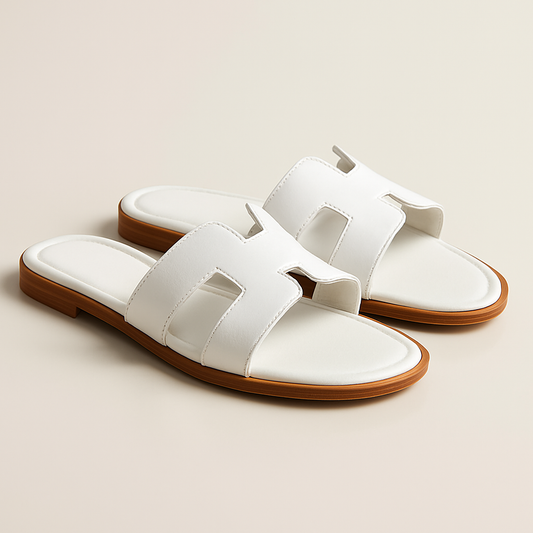 koadclo | Leather Flat Sandals with Cut Out Strap