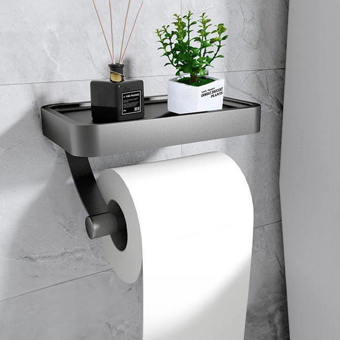 koadclo | Toilet Roll Holder with Black Metal Shelf