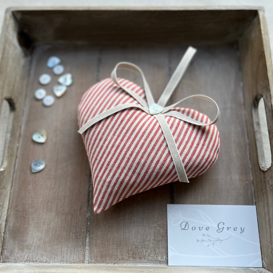 Emian | Lavender Heart in Red Piping Stripe Cotton by Susie Watson Designs