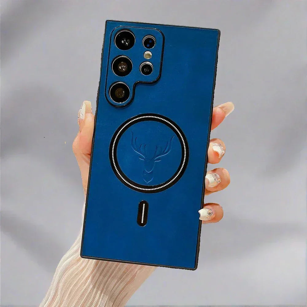 Koadclo | Leather Case for Samsung Phone - Magnetic Wireless Charging Case