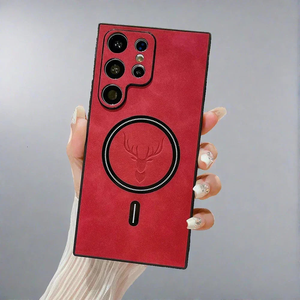 Koadclo | Leather Case for Samsung Phone - Magnetic Wireless Charging Case
