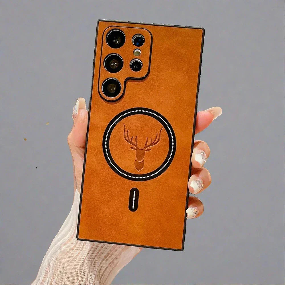 Koadclo | Leather Case for Samsung Phone - Magnetic Wireless Charging Case