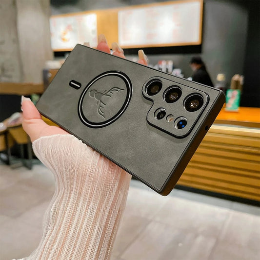 Koadclo | Leather Case for Samsung Phone - Magnetic Wireless Charging Case